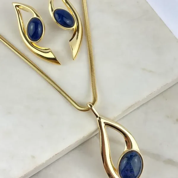 Conjunto Cordão Alemão Pedra Sodalita