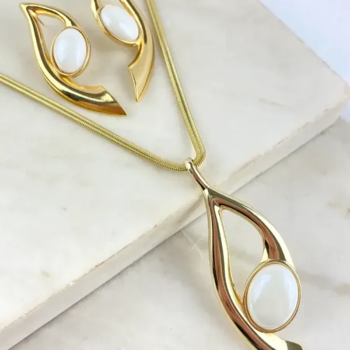Conjunto Cordão Alemão Madre Perola