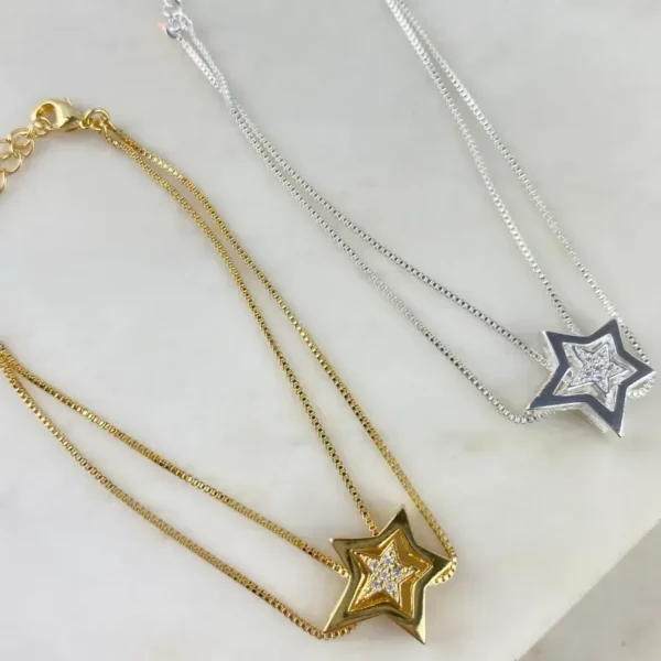 Pulseira Veneziana Dupla com Estrela