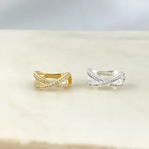 Piercing Fake em X Cravejado com Zircônia