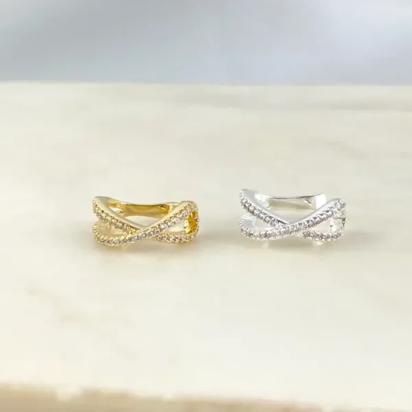 Piercing Fake em X Cravejado com Zircônia