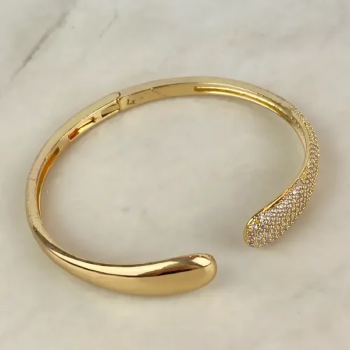 Bracelete Luxo 2 Gotas Cravejada e Lisa