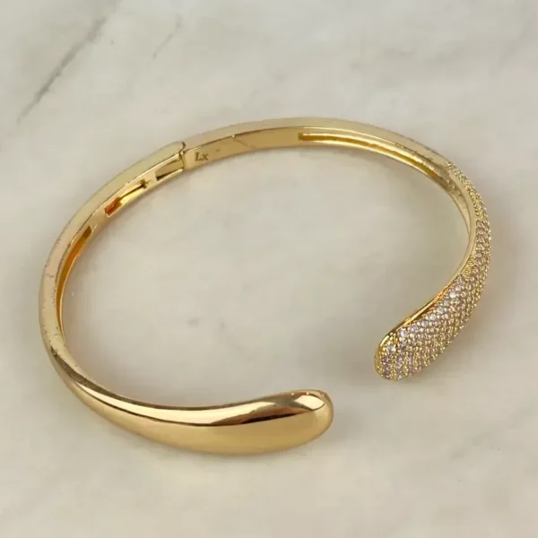 Bracelete Luxo 2 Gotas Cravejada e Lisa